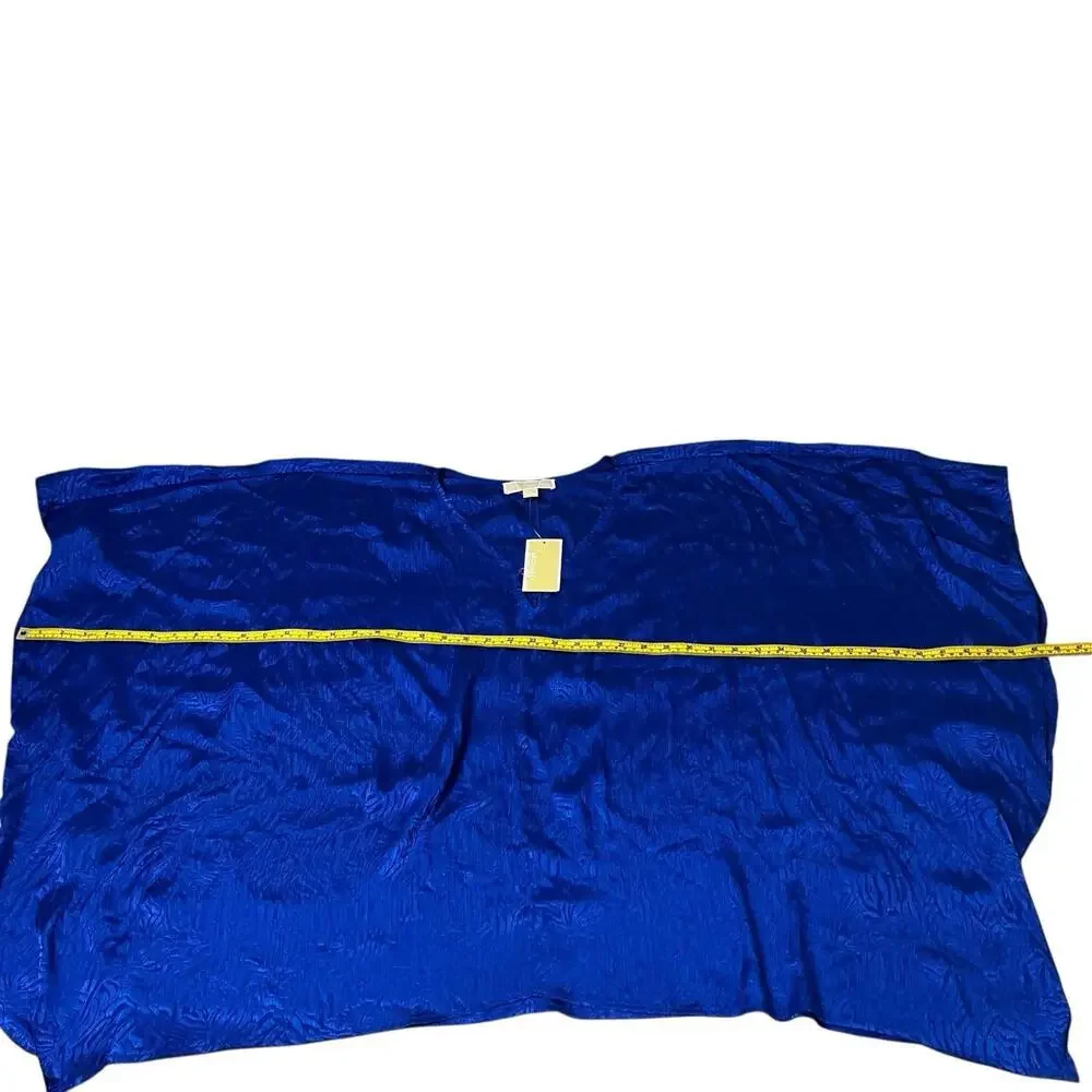 Michael Kors Top‎ 1X Blue Animal Print Tunic Jacquard Handkerchief Hem